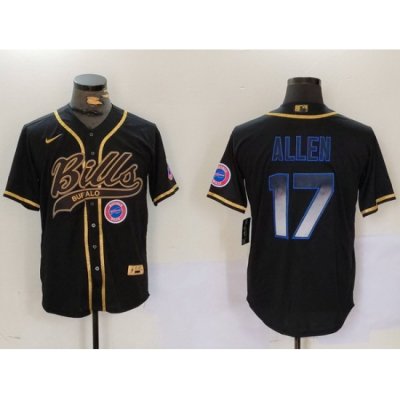 Men Buffalo Bills 17 Josh Allen Black Cool Base Stitched Baseball Jersey 10