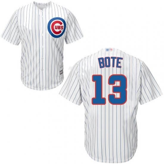 Cubs 13 David Bote White Strip New Cool Base Stitched Baseball Jersey