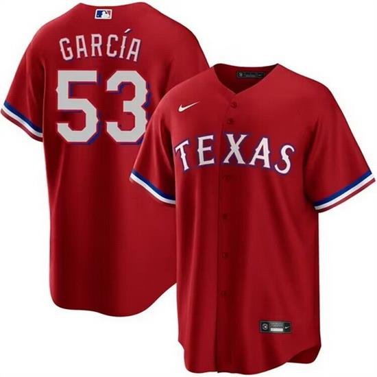 Men Texas Rangers 53 Adolis Garcia Red Cool Base Stitched Baseball Jersey