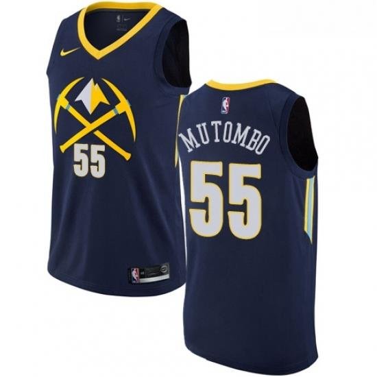 Womens Nike Denver Nuggets 55 Dikembe Mutombo Swingman Navy Blue NBA Jersey City Edition