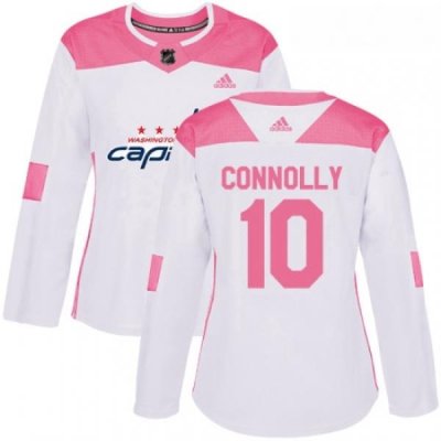 Womens Adidas Washington Capitals 10 Brett Connolly Authentic WhitePink Fashion NHL Jersey