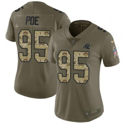 Nike Panthers #95 Dontari Poe Olive Camo Womens Stitched NFL Limited 2017 Salute to Service Jersey