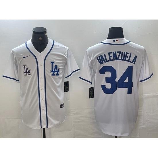 MEN Los Angeles Dodgers 34 Toro Valenzuela White Stitched Jersey