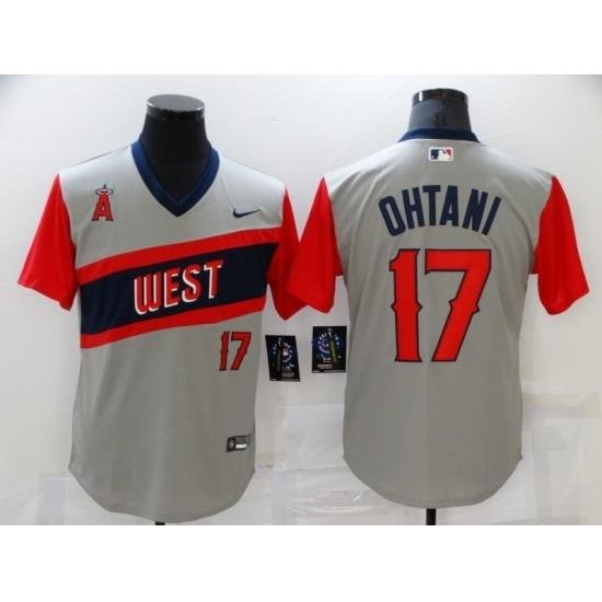 Men's Los Angeles Angels #17 Shohei Ohtani Gray ThroWback Baseball Jersey