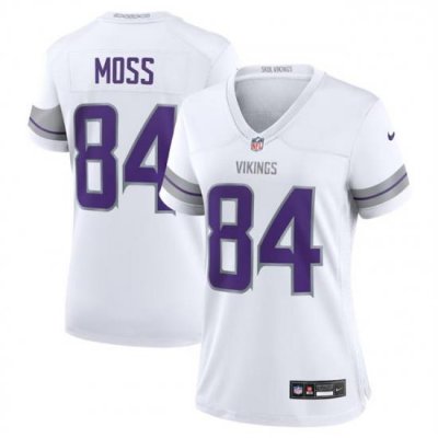 Women Minnesota Vikings 84 Randy Moss White Winter Warrior Limited Stitched Jersey