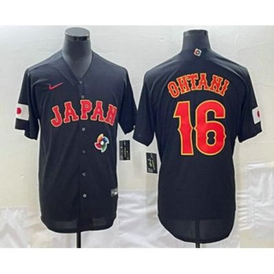 Men's Japan Baseball #16 Shohei Ohtani 2023 Black World Classic Stitched Jerseys