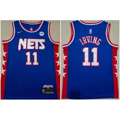 Men Brooklyn Nets 11 Kyrie Irving Blue Stitched Basketball Jersey