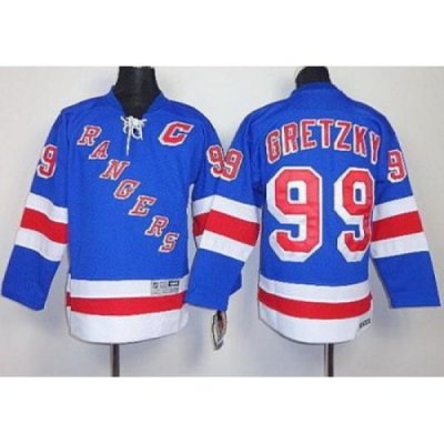 Kids New York Rangers 99 Wayne Gretzky Blue NHL Jerseys