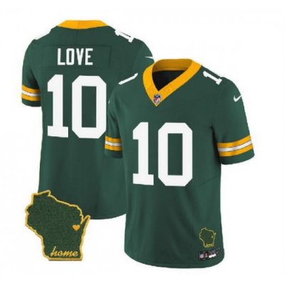 Men Green Bay Packers 10 Jordan Love Green 2023 F U S E  Home Patch Vapor Untouchable Limited Stitched Jersey