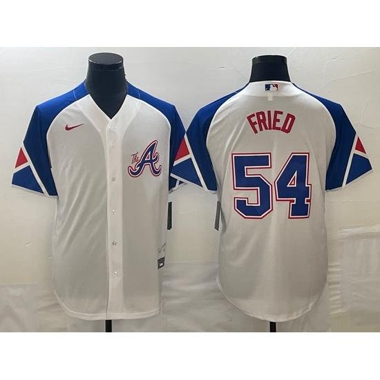 Men's Atlanta Braves #54 Max Fried White 2023 City Connect Cool Base Stitched Jersey