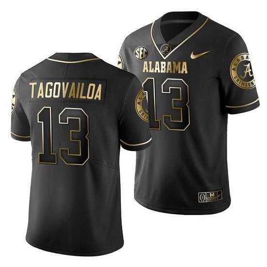 Alabama Crimson Tide Tua Tagovailoa Black Golden Edition Men'S Jersey