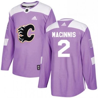 Mens Adidas Calgary Flames 2 Al MacInnis Authentic Purple Fights Cancer Practice NHL Jersey