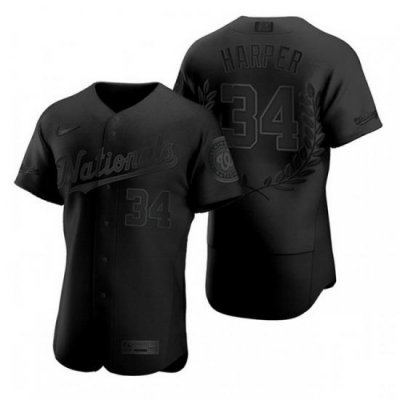 Nationals 34 Bryce Harper Black Nike Flexbase Fashion Jersey