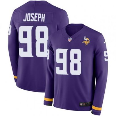 Nike Vikings #98 Linval Joseph Purple Team Color Men Stitched NFL Limited Therma Long Sleeve Jersey