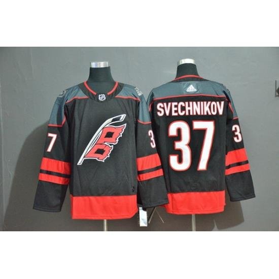 Men Carolina Hurricanes 37 Andrei Svechnikov Black Adidas Jersey