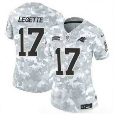 Women Carolina Panthers 17 Xavier Legette 2024 F U S E Arctic Camo Salute To Service Limited Stitched Football Jersey