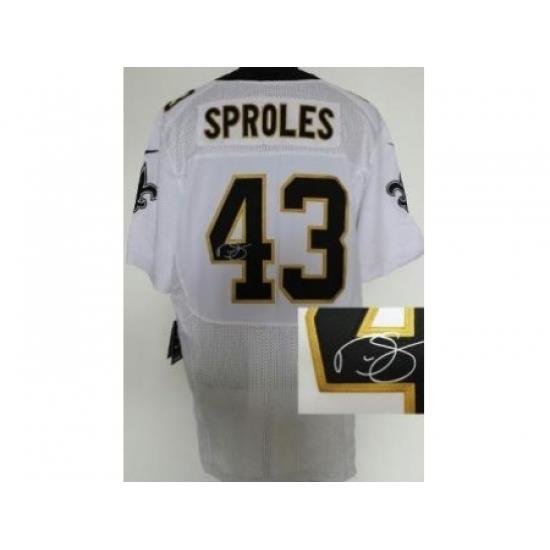 Nike NeW Orleans Saints 43 Darren Sproles White Elite Signed NFL Jersey