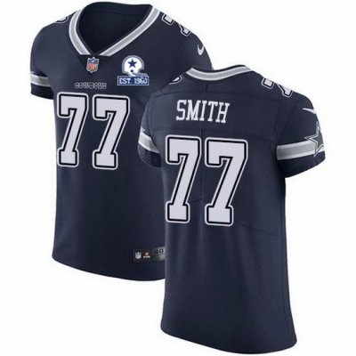 Nike Cowboys 77 Tyron Smith Navy Blue Team Color Men Stitched With Established In 1960 Patch NFL Vapor Untouchable Elite Jersey