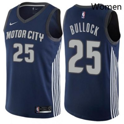 Womens Nike Detroit Pistons 25 Reggie Bullock Swingman Navy Blue NBA Jersey City Edition