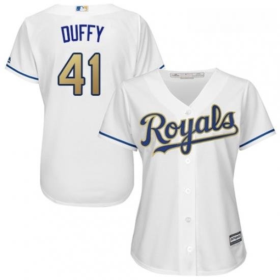 Womens Majestic Kansas City Royals 41 Danny Duffy Replica White Home Cool Base MLB Jersey