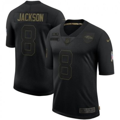 Men's Baltimore Ravens #8 Lamar Jackson Black Nike 2020 Salute To Service Limited Jersey