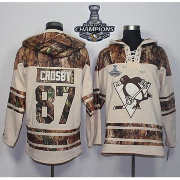 Penguins #87 Sidney Crosby Cream Camo 2017 Stanley Cup Finals Champions Stitched NHL Jersey