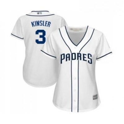 Womens San Diego Padres 3 Ian Kinsler Replica White Home Cool Base Baseball Jersey