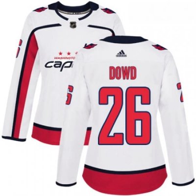 Womens Adidas Washington Capitals 26 Nic Dowd Authentic White Away NHL Jersey