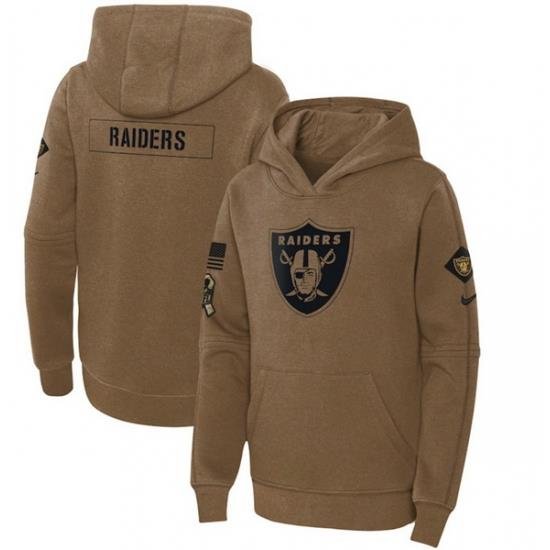 Youth Las Vegas Raiders 2023 Brown Salute To Service Pullover Hoodie