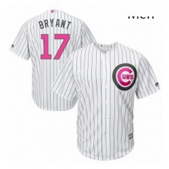 Mens Majestic Chicago Cubs 17 Kris Bryant Replica White 2016 Mothers Day Cool Base MLB Jersey