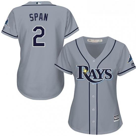 Womens Majestic Tampa Bay Rays 2 Denard Span Replica Grey Road Cool Base MLB Jersey