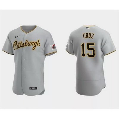 Men Pittsburgh Pirates 15 Oneil Cruz Grey Flex Base Stitched Baseball Jersey