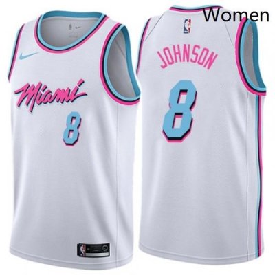 Womens Nike Miami Heat 8 Tyler Johnson Swingman White NBA Jersey City Edition