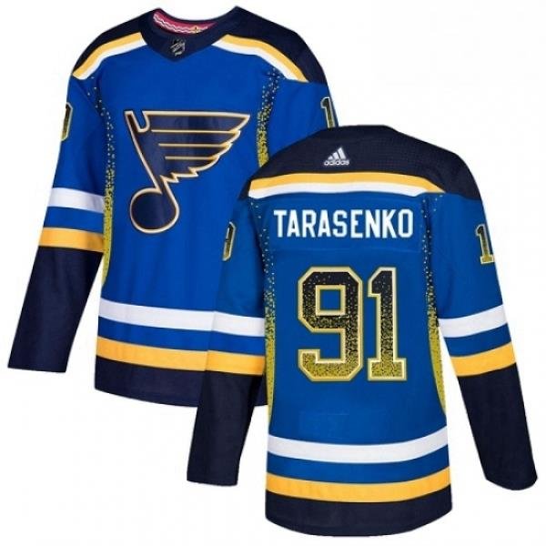 Mens Adidas St Louis Blues 91 Vladimir Tarasenko Authentic Blue Drift Fashion NHL Jersey