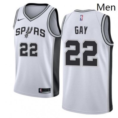 Mens Nike San Antonio Spurs 22 Rudy Gay Swingman White Home NBA Jersey Association Edition