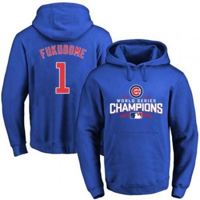 Men Chicago Cubs 1 Kosuke Fukudome Blue 2016 World Series Champions Pullover MLB Hoodie