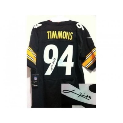 Nike Pittsburgh Steelers 94 Lawrence Timmons Black Elite Signed NFL Jersey