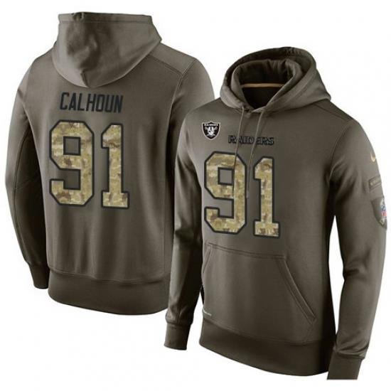 NFL Nike Oakland Raiders 91 Shilique Calhoun Green Salute To Service Mens Pullover Hoodie