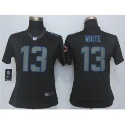 nike women nfl jerseys chicago bears 13 white black[nike impact limited][white]