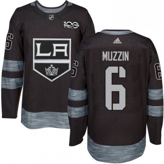 Mens Adidas Los Angeles Kings 6 Jake Muzzin Authentic Black 1917 2017 100th Anniversary NHL Jersey