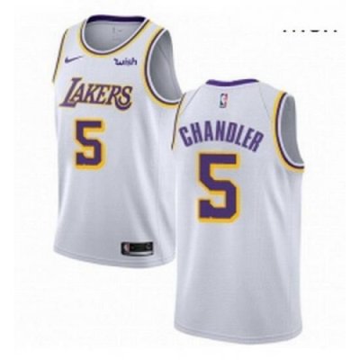 Mens Nike Los Angeles Lakers 5 Tyson Chandler Swingman White NBA Jersey Association Edition