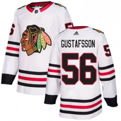 Mens Adidas Chicago Blackhawks 56 Erik Gustafsson Authentic White Away NHL Jersey