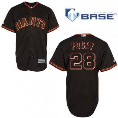 Mens Majestic San Francisco Giants 28 Buster Posey Replica Black New Cool Base MLB Jersey