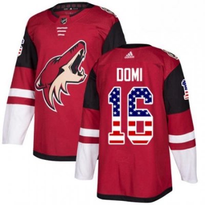 Youth Adidas Arizona Coyotes 16 Max Domi Authentic Red USA Flag Fashion NHL Jersey