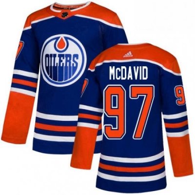 Mens Adidas Edmonton Oilers 97 Connor McDavid Premier Royal Blue Alternate NHL Jersey