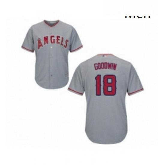 Mens Los Angeles Angels of Anaheim 18 Brian Goodwin Replica Grey Road Cool Base Baseball Jersey