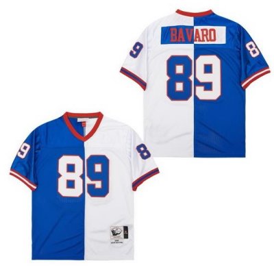 Men New York Giants Mark Bavaro #89 White Blue Split Stitched Football Jersey