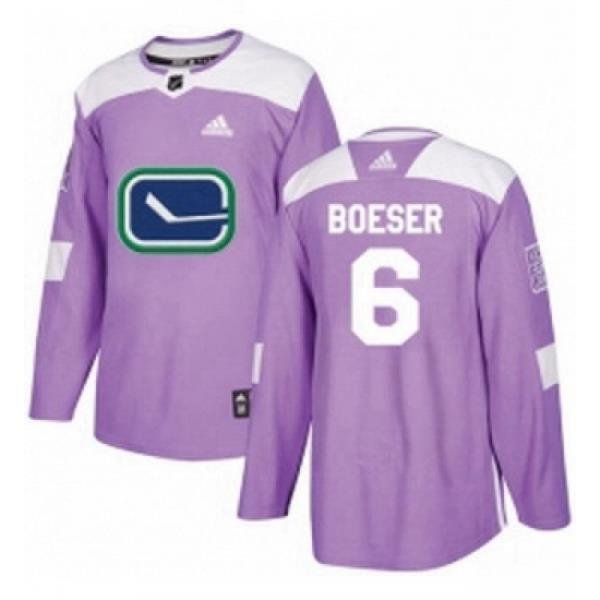 Youth Adidas Vancouver Canucks 6 Brock Boeser Authentic Purple Fights Cancer Practice NHL Jersey