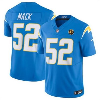 Men Los Angeles Chargers 52 Khalil Mack Light Blue 2023 F U S E  With John Madden Patch Vapor Limited Stitched Football Jersey