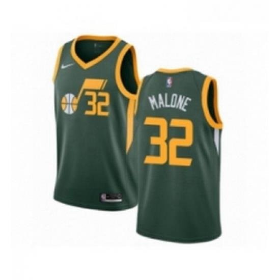 Womens Nike Utah Jazz 32 Karl Malone Green Swingman Jersey Earned Edition